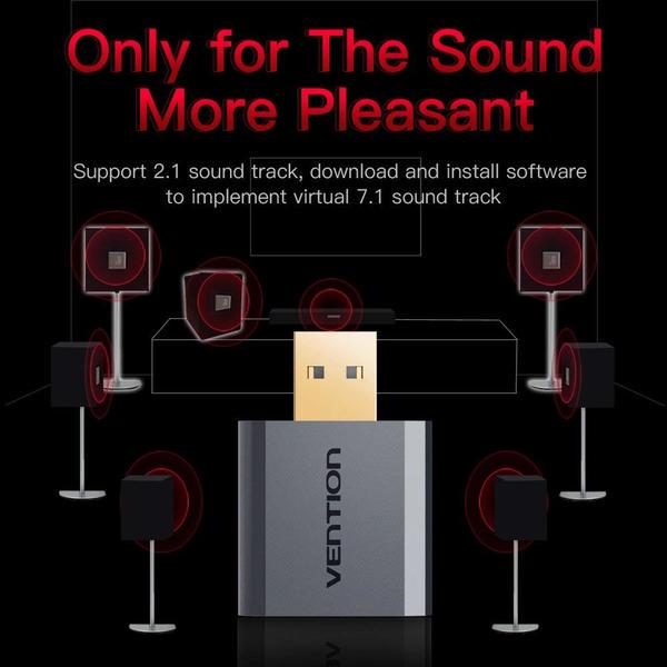 Звукова карта Vention USB Sound Card 7.1 Channel Gray (VAB-S18-H) - фото 4