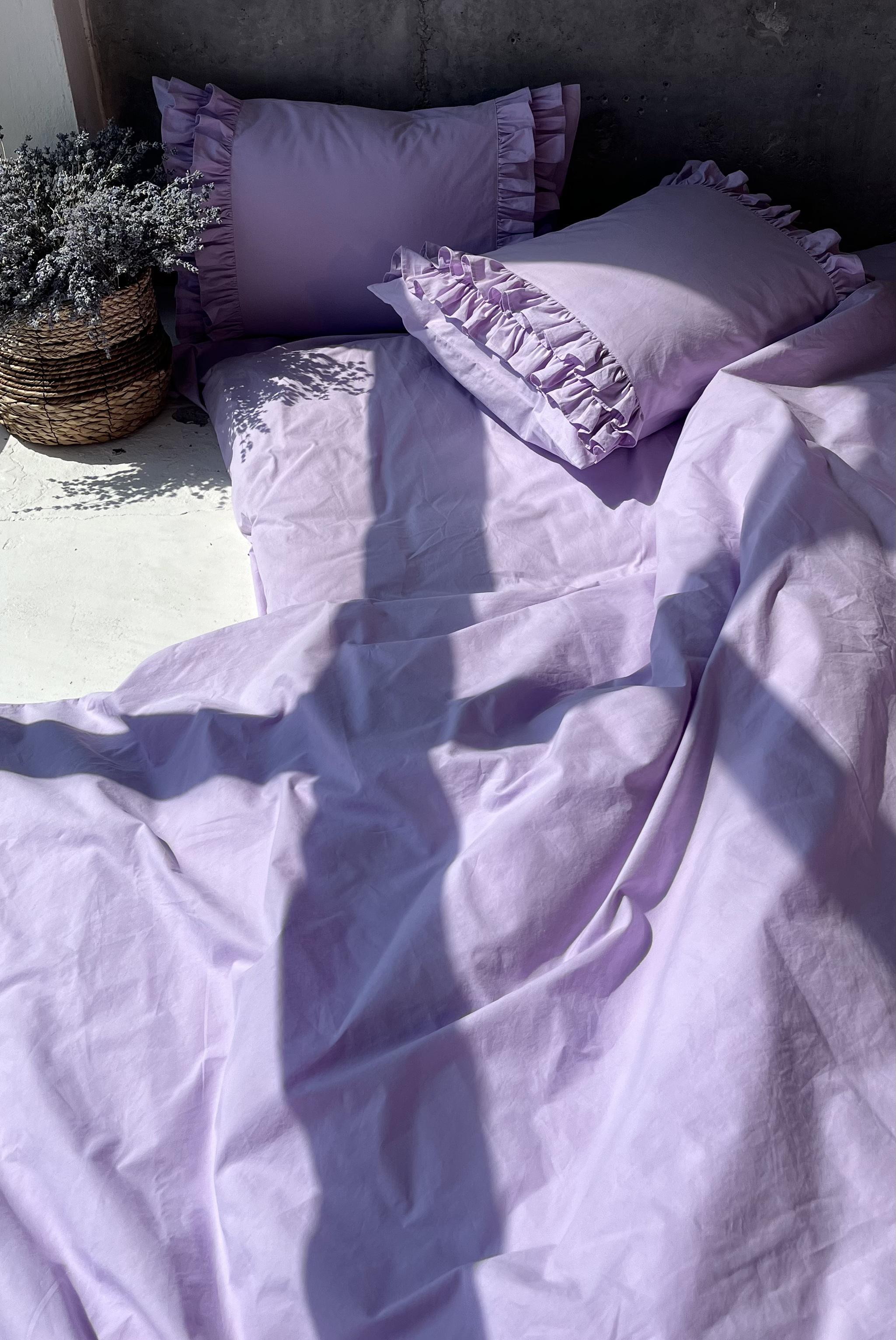 Комплект постільної білизни White Dream полуторний з рюшами 155х215 см варена бавовна Ліловий (2003/2R) - фото 6 Комплект постільної білизни White Dream полуторний з рюшами 155х215 см варена бавовна Ліловий (2003/2R) - фото 6