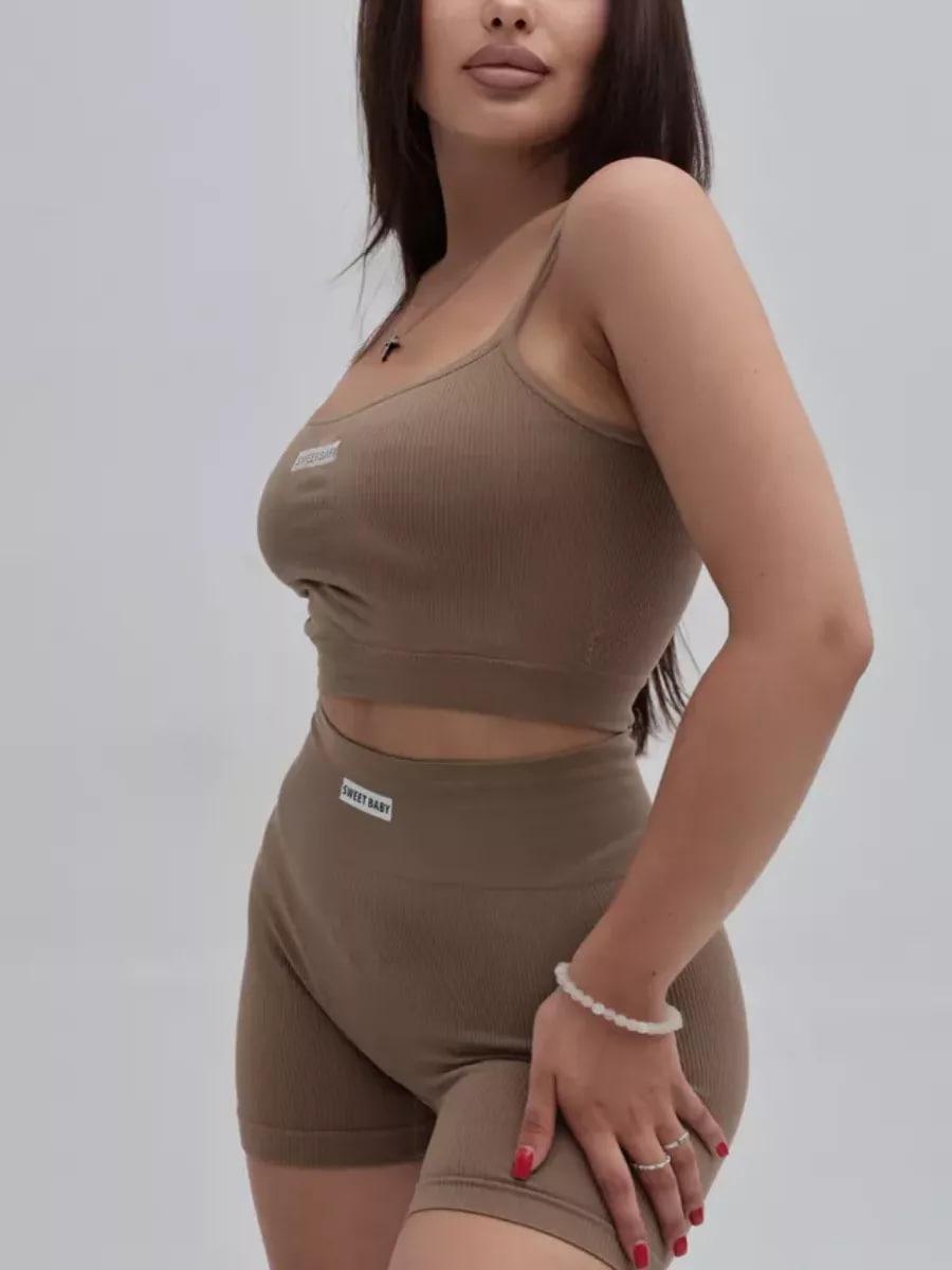 Костюм жіночий велосипедки і топ в рубчик (172-8)