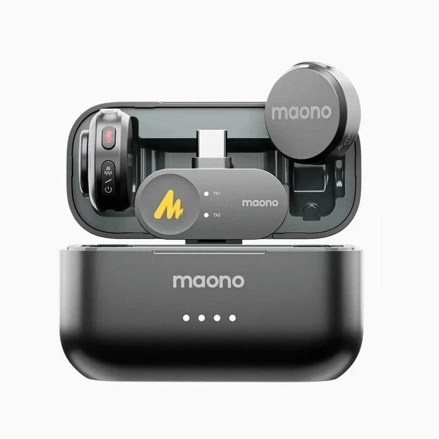 Микрофон беспроводной петличный MAONO Wave T5 Type-C для iPhone и Android 2 микрофона с зарядным кейсом