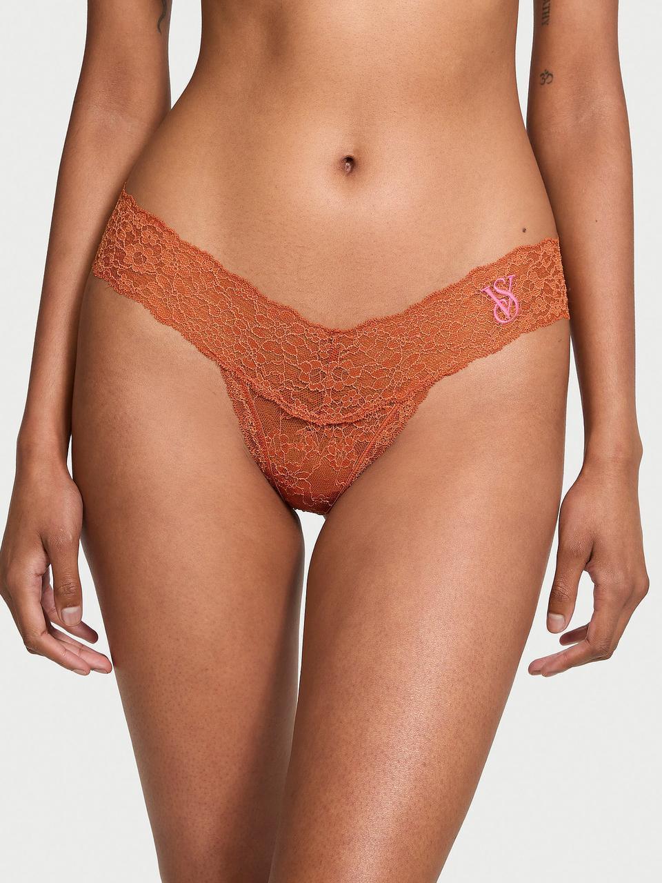 Трусики женские Victoria's Secret Lace Thong Panty XS Коричневый (2671983640)