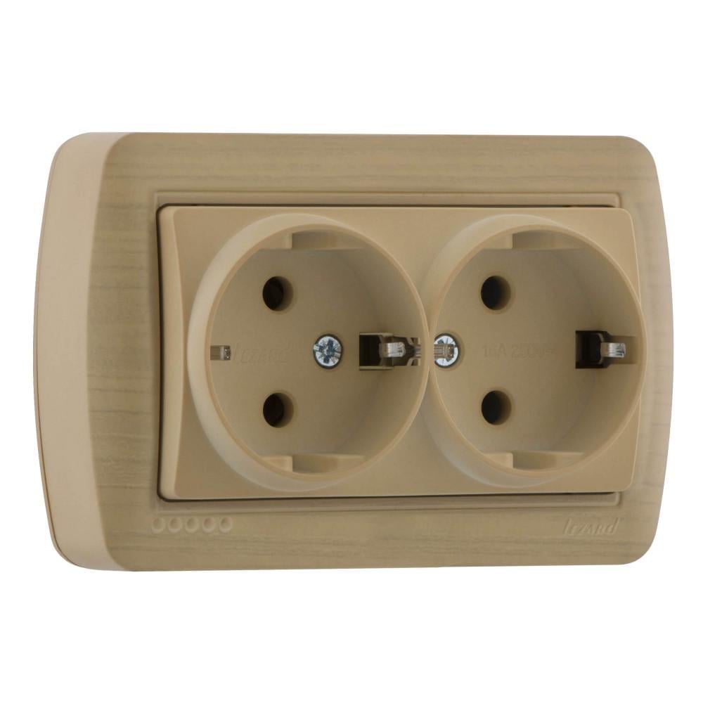 Розетка Lezard Demet 2-я с заземлением Кленовый (711-4700-127)