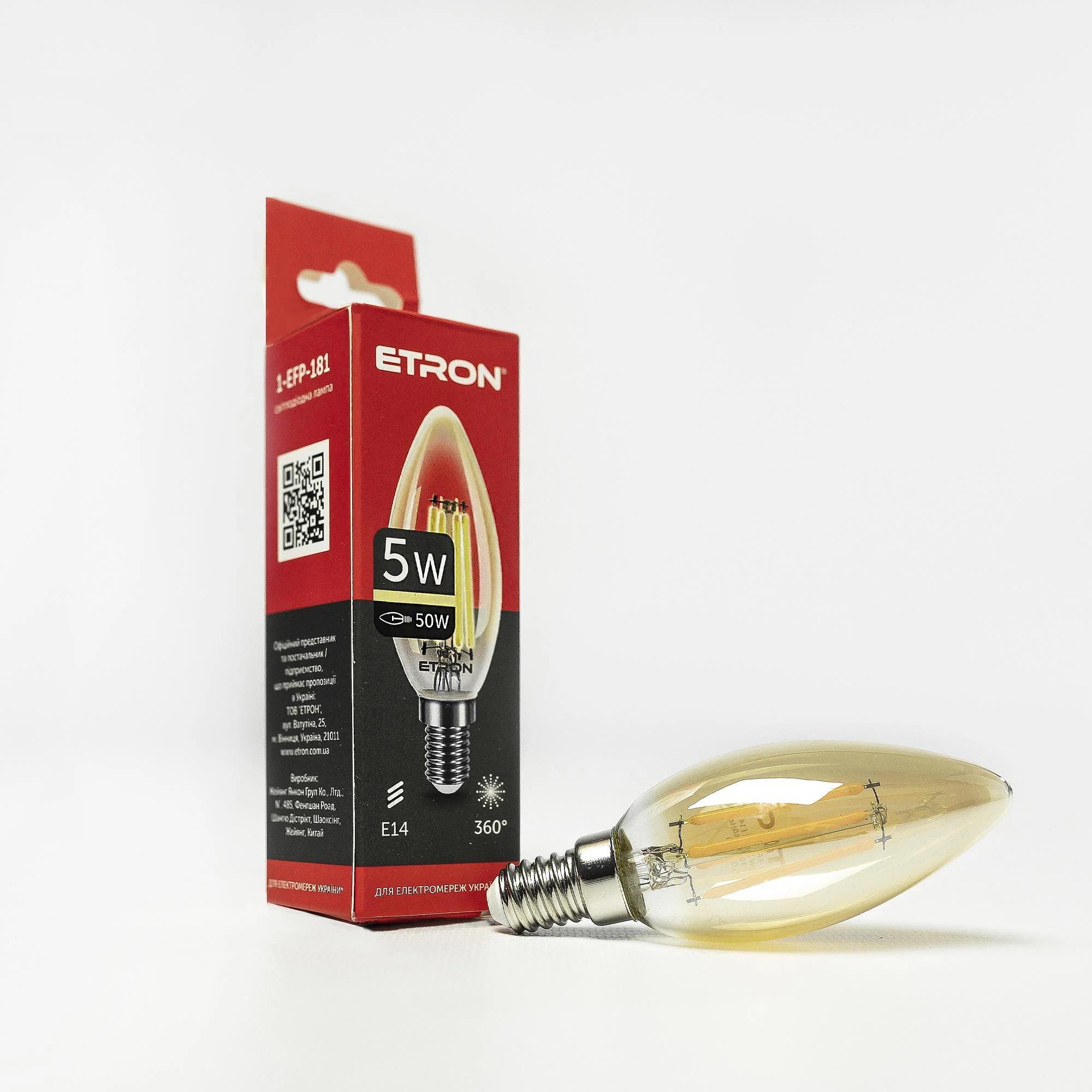 Лампа світлодіодна ETRON Tailed Filament Power 1-EFP-181 C35 5W 2700K E14 (27844422)