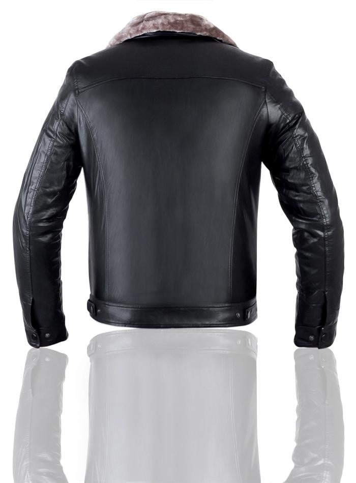 Куртка-дублянка мужская зимняя из натуральной кожи р. 60 Черный (23733800) - фото 3 Куртка-дублянка мужская зимняя из натуральной кожи р. 60 Черный (23733800) - фото 3