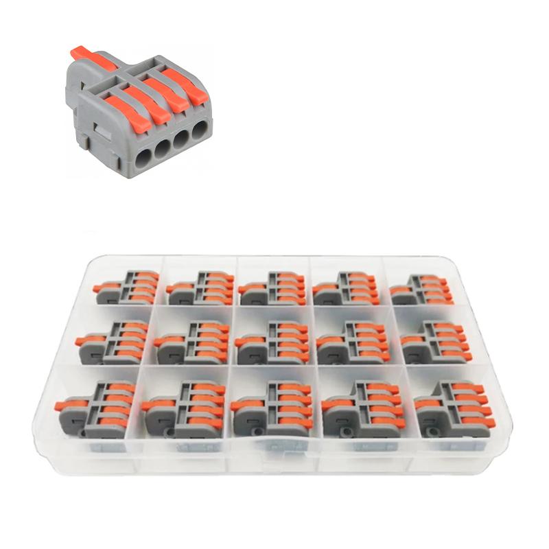 Набор клемм Tactix 0,08-4 мм2 32А 1-4 проходная наборная 29,7х23х13 мм 15 шт. Оранжевый (DF-14-15box)