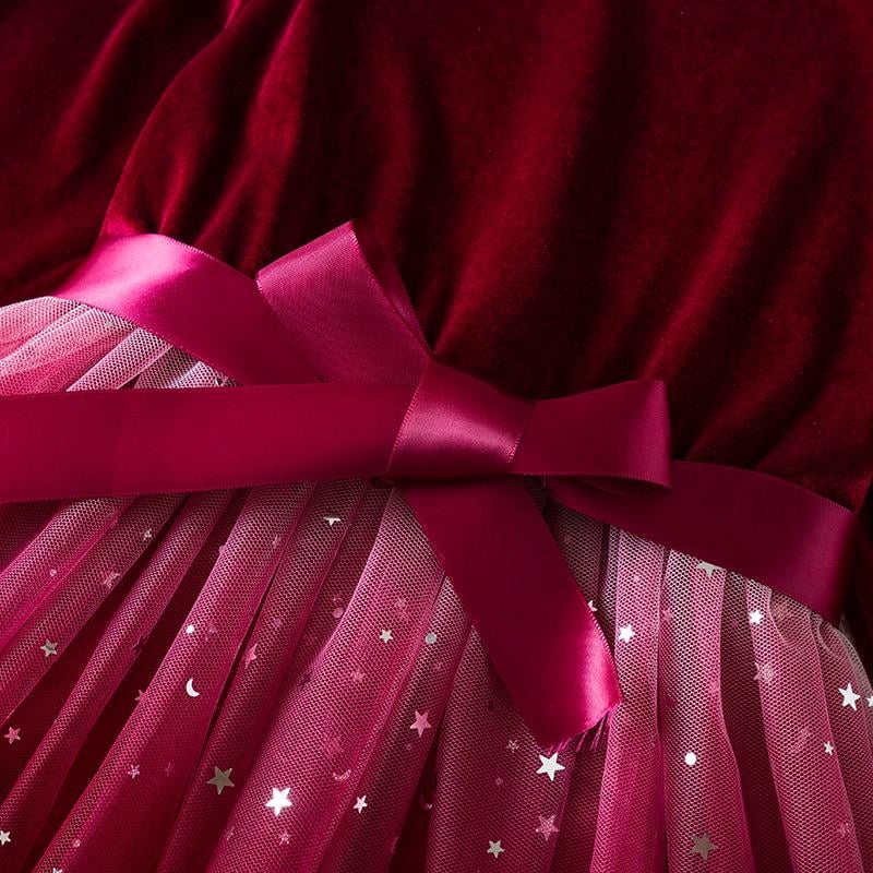Сукня дитяча святкова Луна бархатна з фатином 100 см Вишнево-червоний (11107050500) - фото 4 Сукня дитяча святкова Луна бархатна з фатином 100 см Вишнево-червоний (11107050500) - фото 4