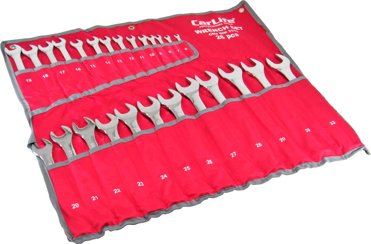 Набор ключей рожково-накидных CarLife в чехле 26 шт. 6-32 мм (WR4226/P) Набор ключей рожково-накидных CarLife в чехле 26 шт. 6-32 мм (WR4226/P)