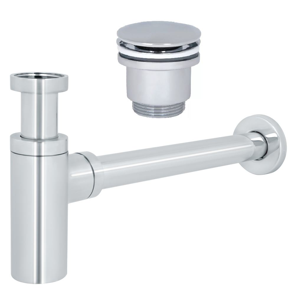 Сифон для умывальника ITAL с донным клапаном click-clack глянцевый Хром (60091083) Сифон для умывальника ITAL с донным клапаном click-clack глянцевый Хром (60091083)