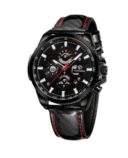 Наручний годинник Forsining 6909 All Black Leather