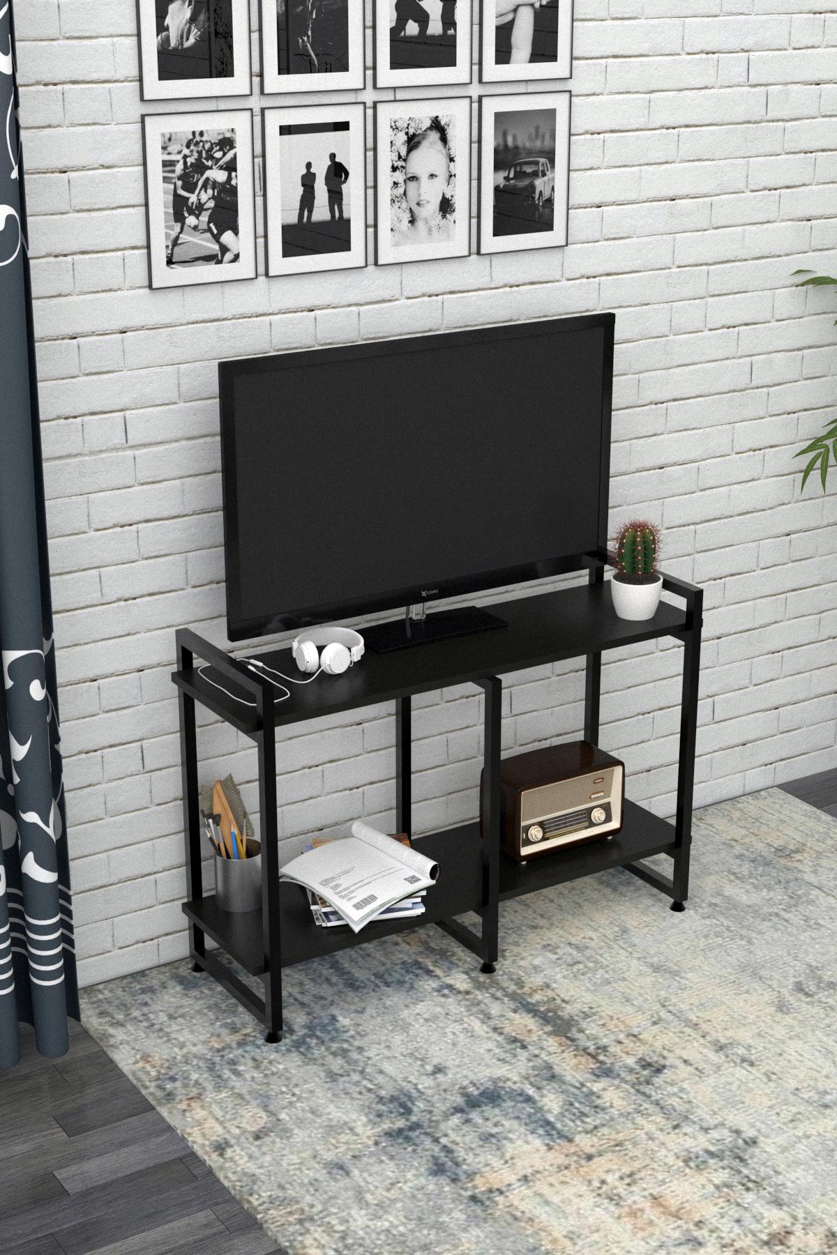 Тумба під телевізор Ecoloft DSP-1167 в стилі лофт Чорний (24580105)