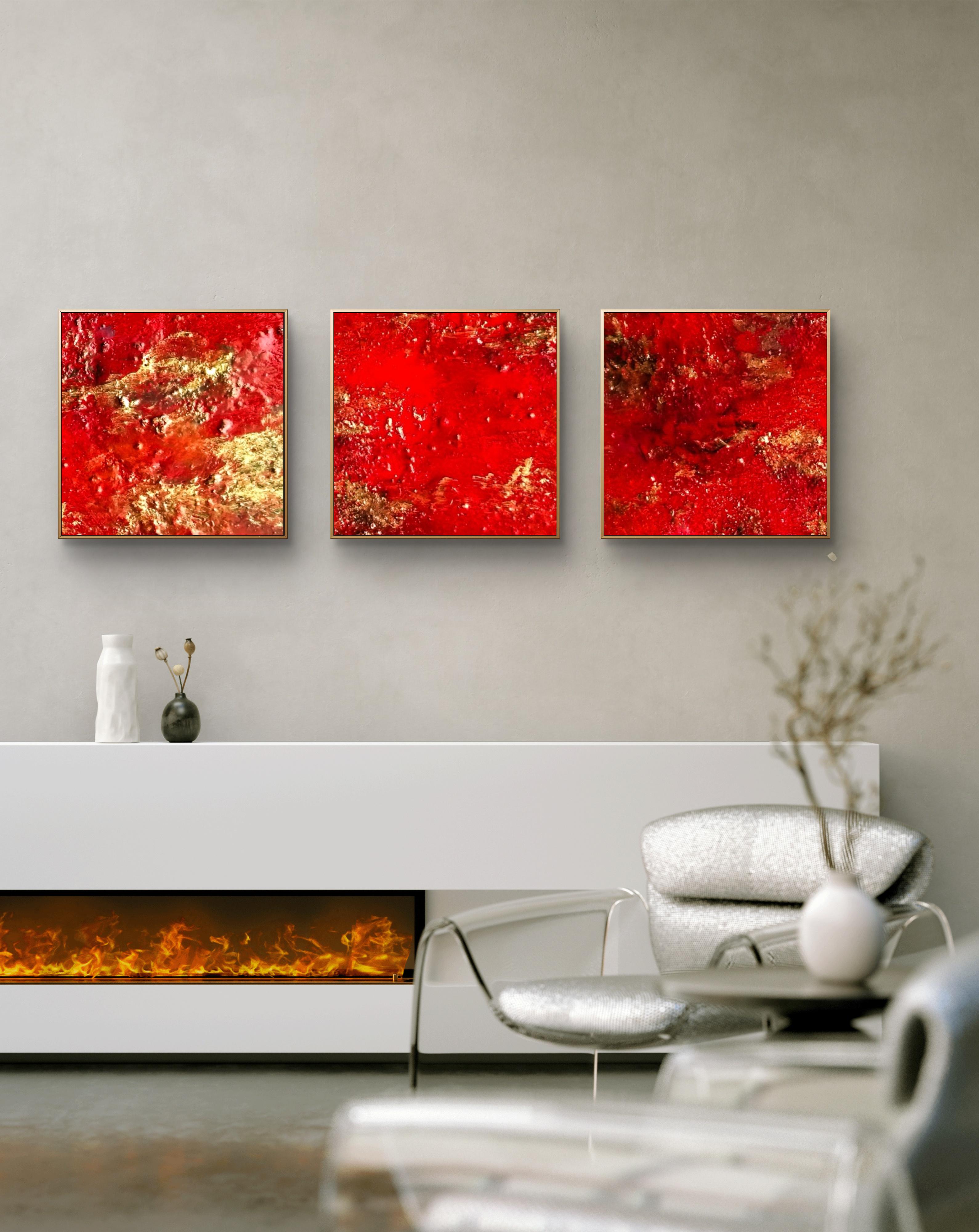 Картина модульная триптих «Алхимия огня 150x50 см