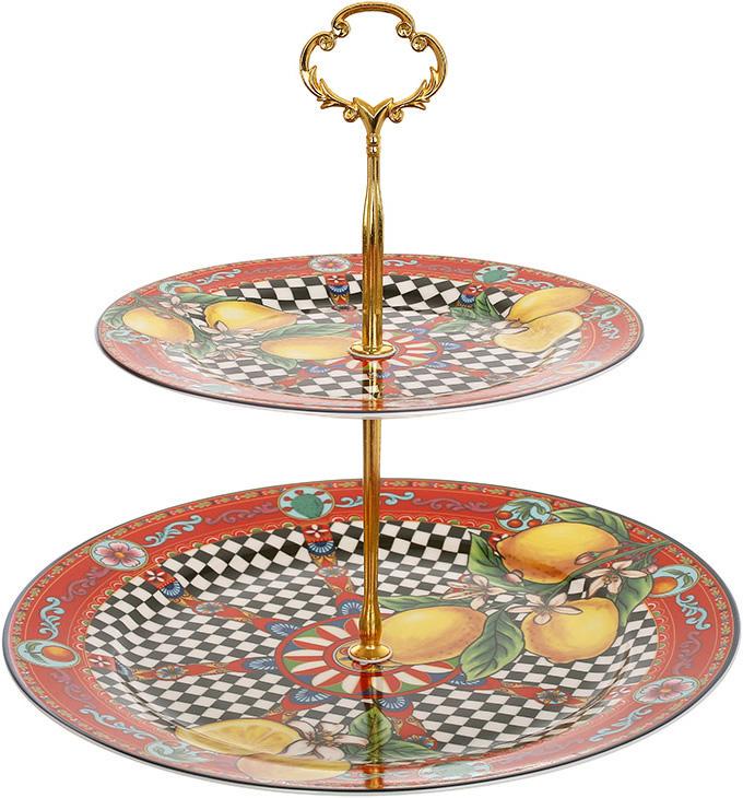 Фуршетная стойка Sicilia Limoni Ø27/Ø19 см фарфоровая 2-х ярусная