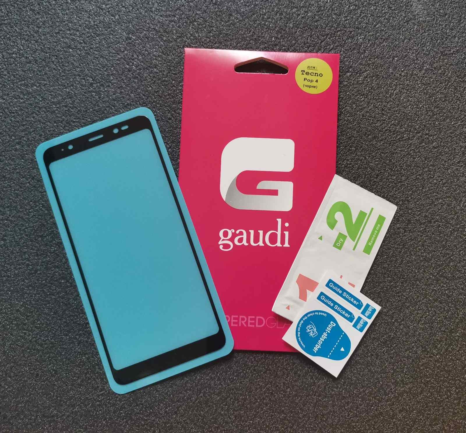 Защитное стекло Gaudi для Tecno Pop 4 Full Glue 2,5 D 0,3 мм Черный (id_6871)