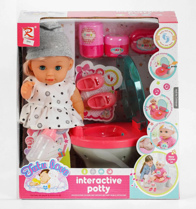 Пупс 9265 Tutu love функциональный горшок/звук/свет/музыкальный чип/закрывает глаза/пьет/ходит на горшок/аксессуары/в коробке