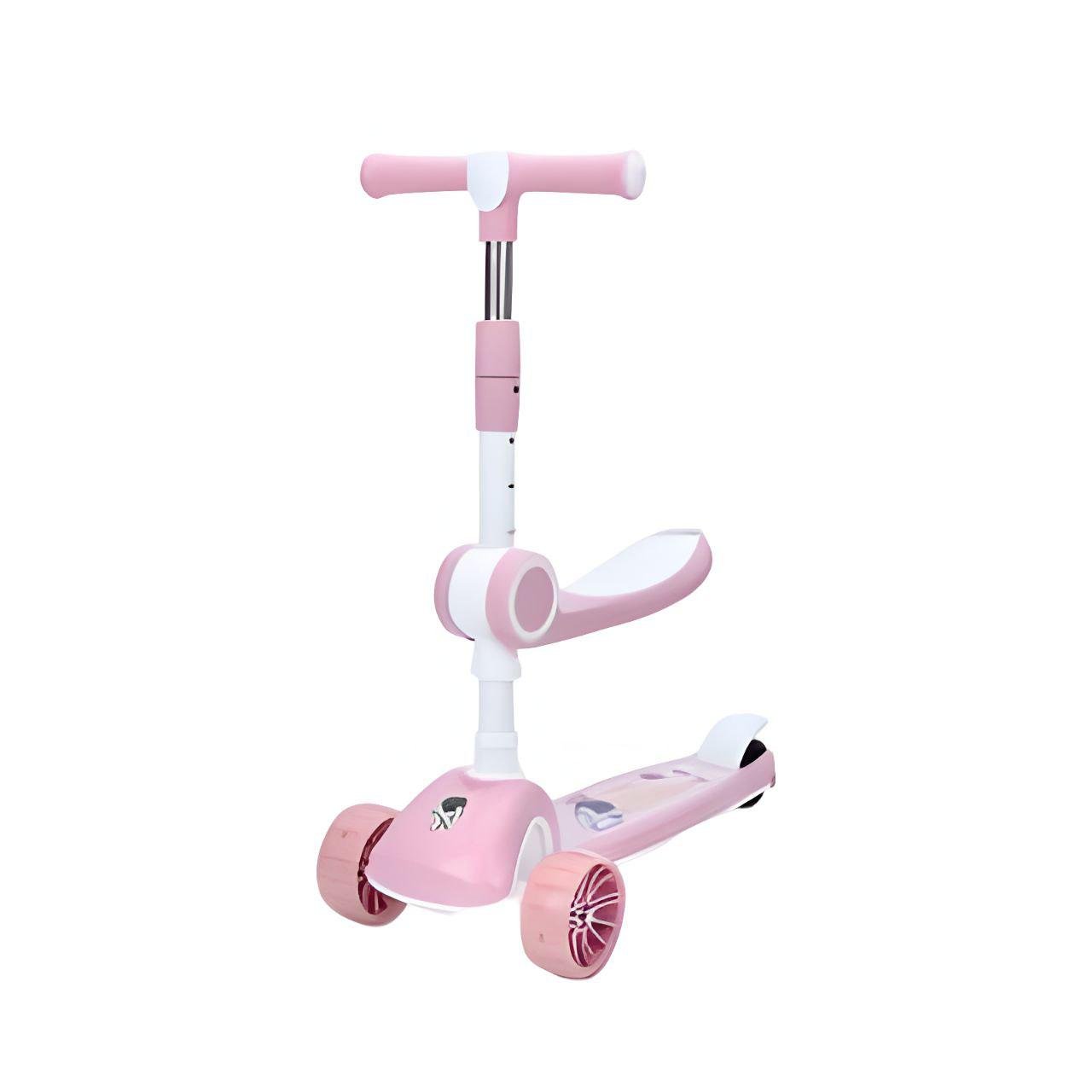 Самокат JR 3-097 3в1 с подсветкой и музыкой металл/пластик Розовый (25157003)