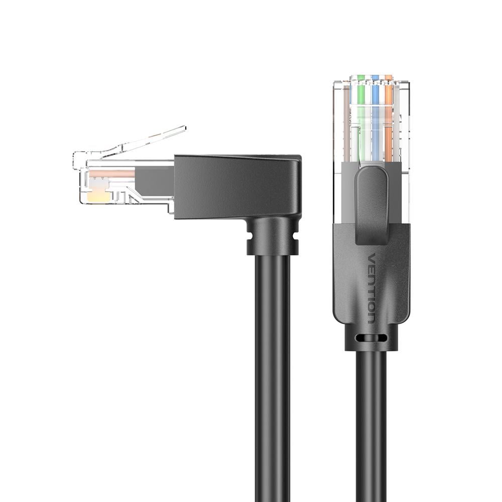 Патч-корд Vention 3 м Cat.6 U/UTP RJ45 на RJ45 до 1 Гбит/с 1 штекер угловой вниз/1 прямой штекер Черный (IBWBI)
