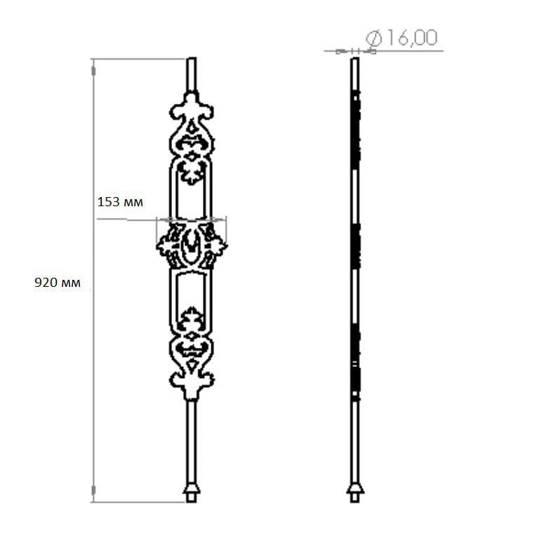 Балясина чугунная литая 920х153х16 см (11784209) - фото 4