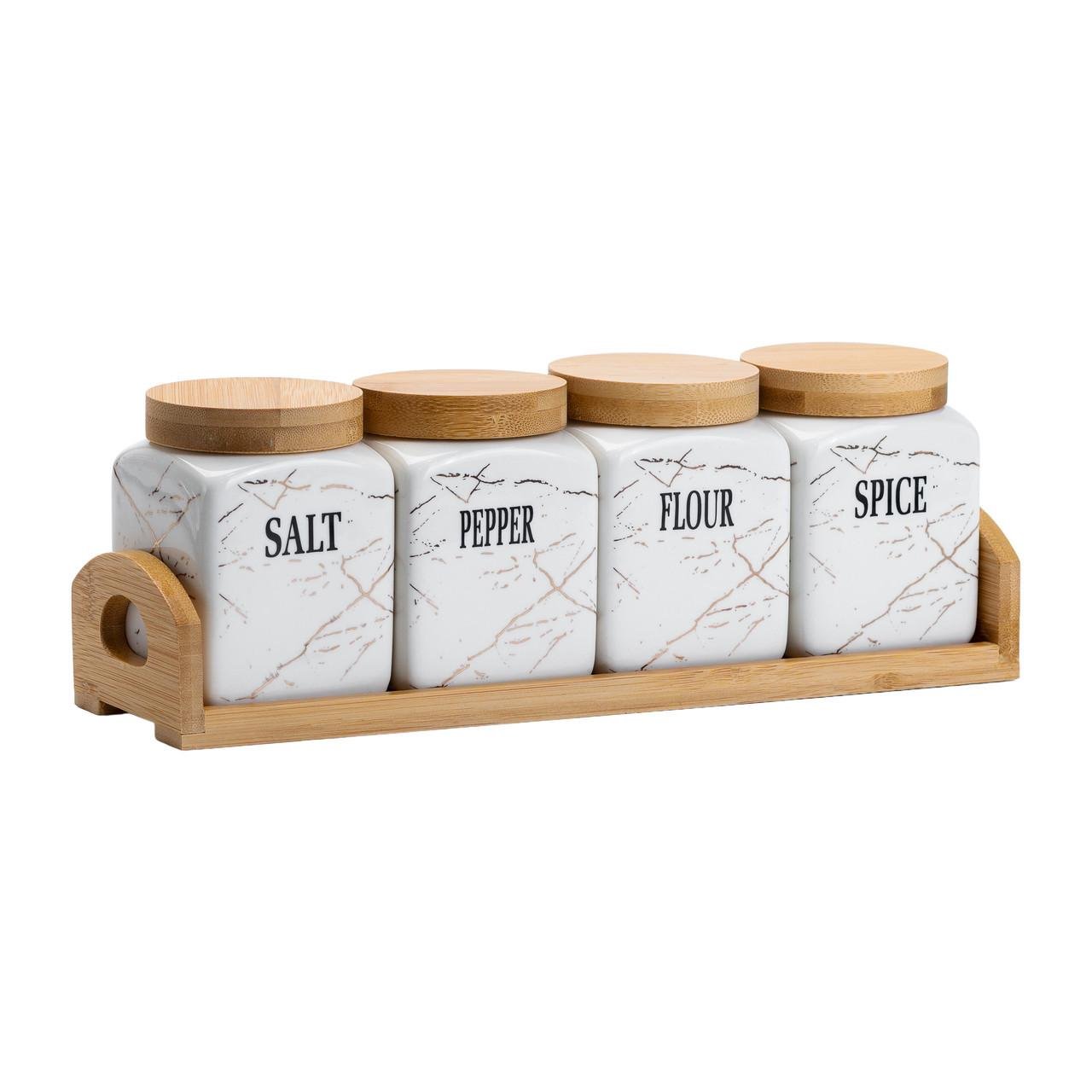 Набір для сипучих продуктів 4 бамбуковій підставці на шт. по 300 мл (HP1210) - фото 6