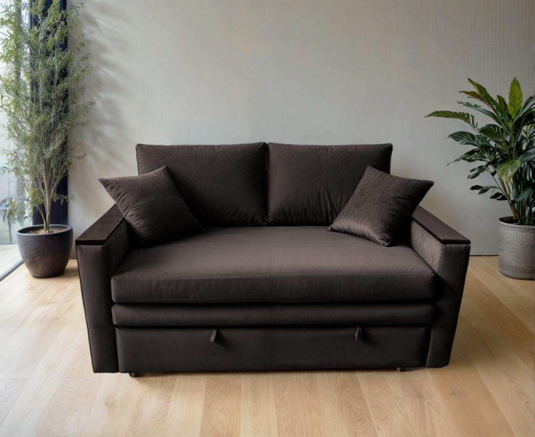 Диван-трансформер Tobi Sho Kubus-120 мягкий для гостиной велюр 1600х800х1000 мм Коричнево-серый - фото 3