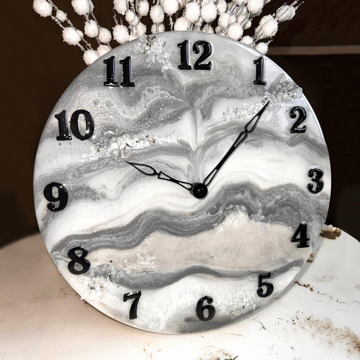 Часы настенные круглые из эпоксидной смолы EPOXY M161 35х35 см