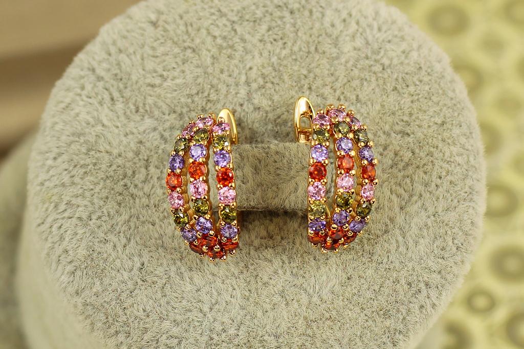 Серьги Xuping Jewelry Радужные серенады 1,7 см Золотистый (30775959)
