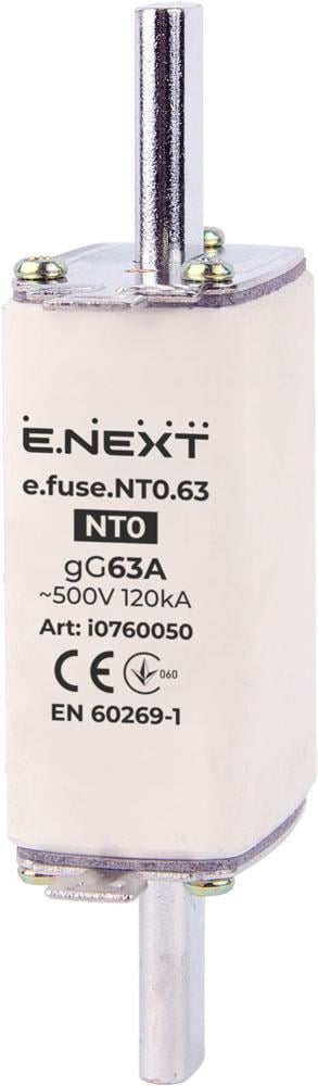 Предохранитель ножевой E.NEXT e.fuse.nt0.63 NT0 63A gG с плавкой вставкой (i0760050)