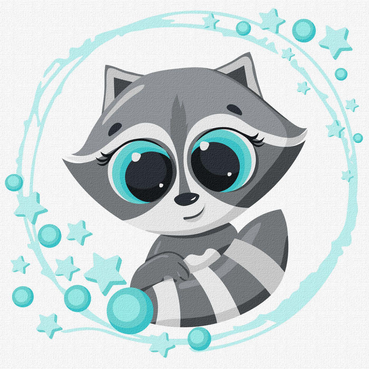 Картина по номерам Идейка Маленький енот 30x30 см (Id-KHO6083)
