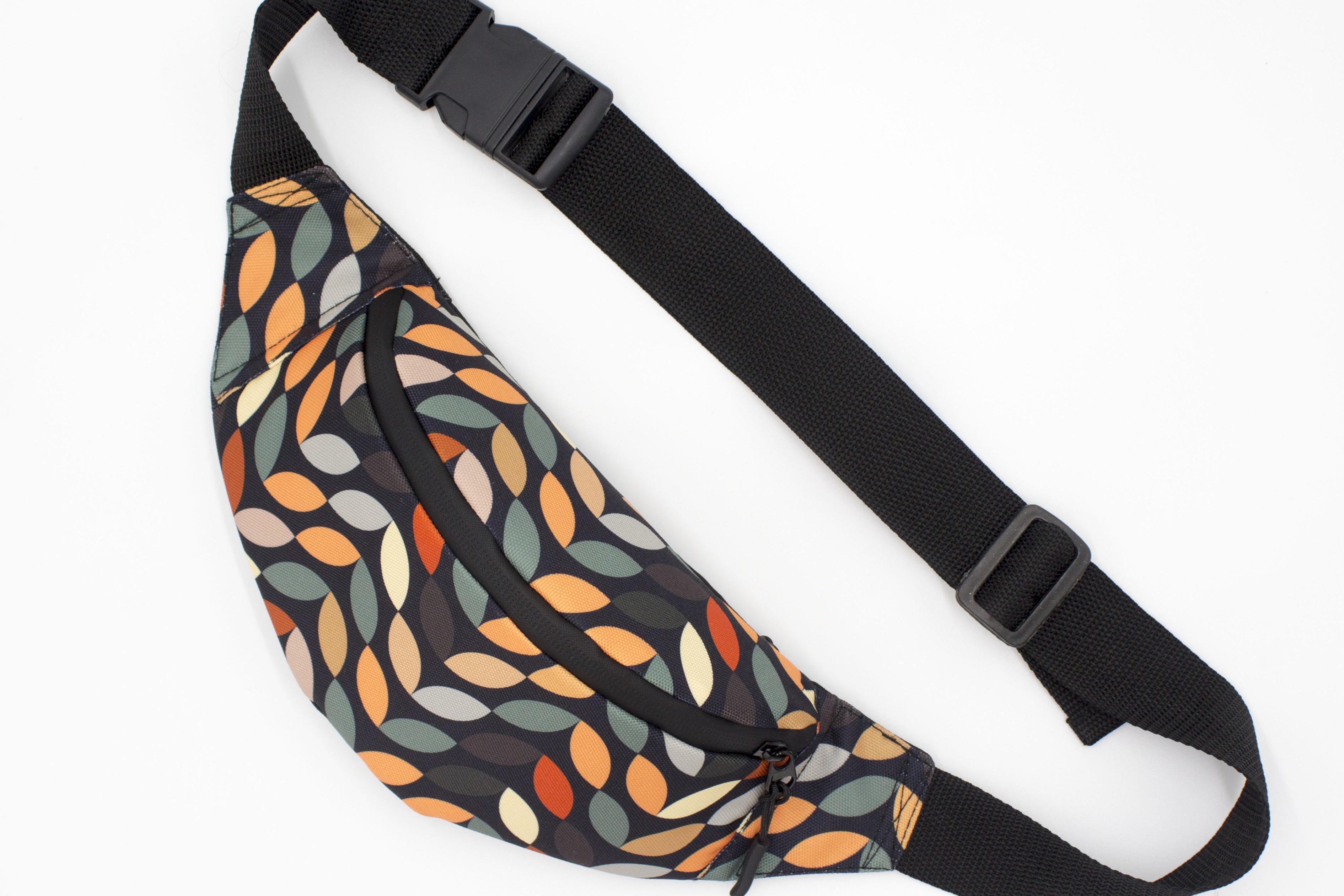 Сумка бананка Листочки кольорові (BK-002) - фото 1 Сумка бананка Листочки кольорові (BK-002) - фото 1