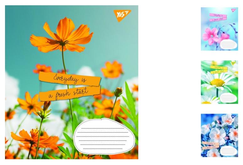 Зошити учнівські у лінійку 1 вересня Summer flowers 96 арк. 5 шт. в уп. (MTT-149036)