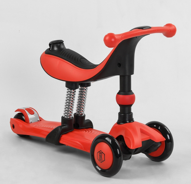 Самокат-велобег трехколесный Best Scooter BS-71899/4 3в1 3 колеса PU со светом/сиденье/амортизаторы/родительская ручка (25247404) - фото 5