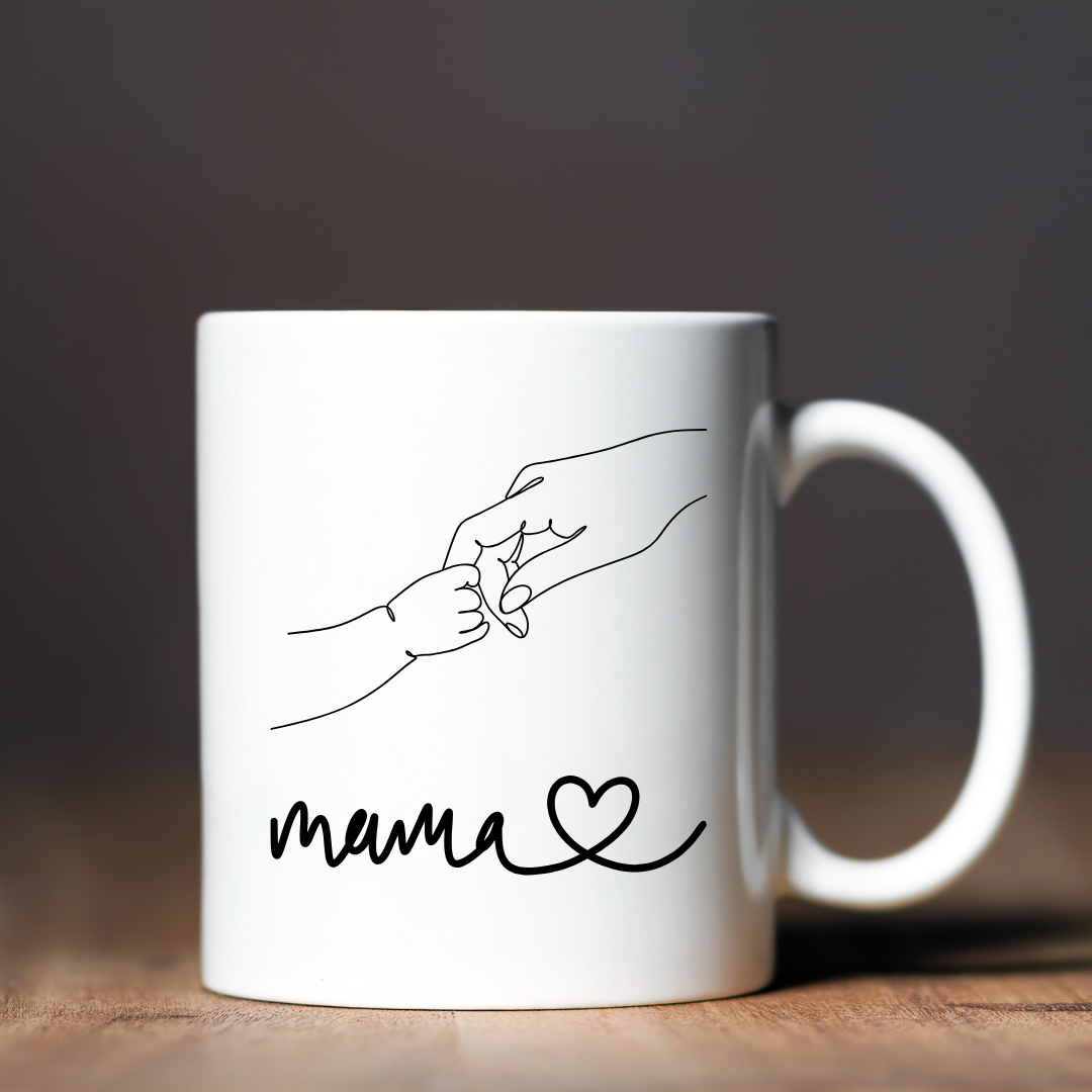 Чашка керамічна глянцева Рука в долоні мами 330 мл Білий (001514)