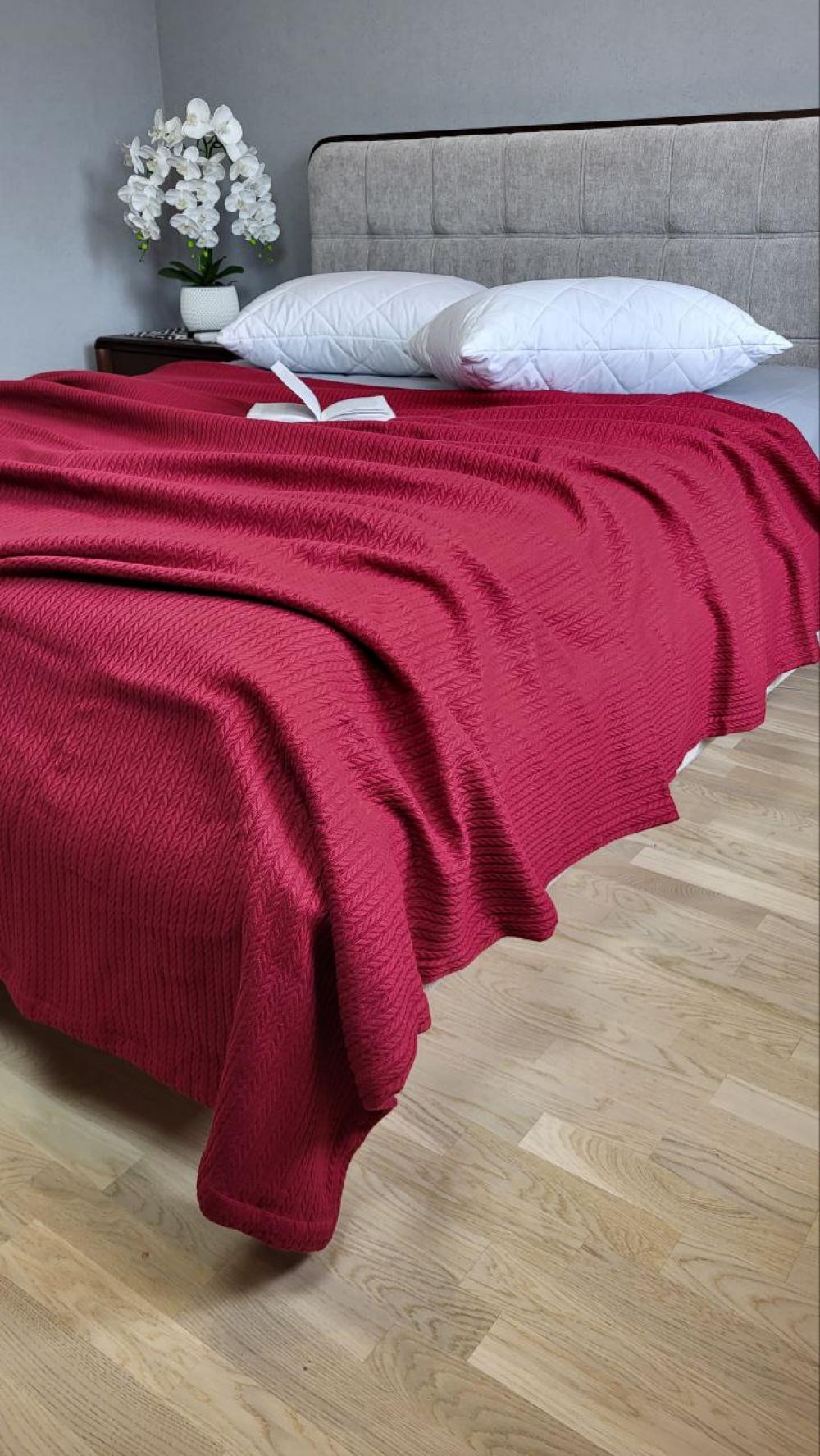 Покрывало Пике Косичка 140x220 см Вишневый джем (11222) - фото 6