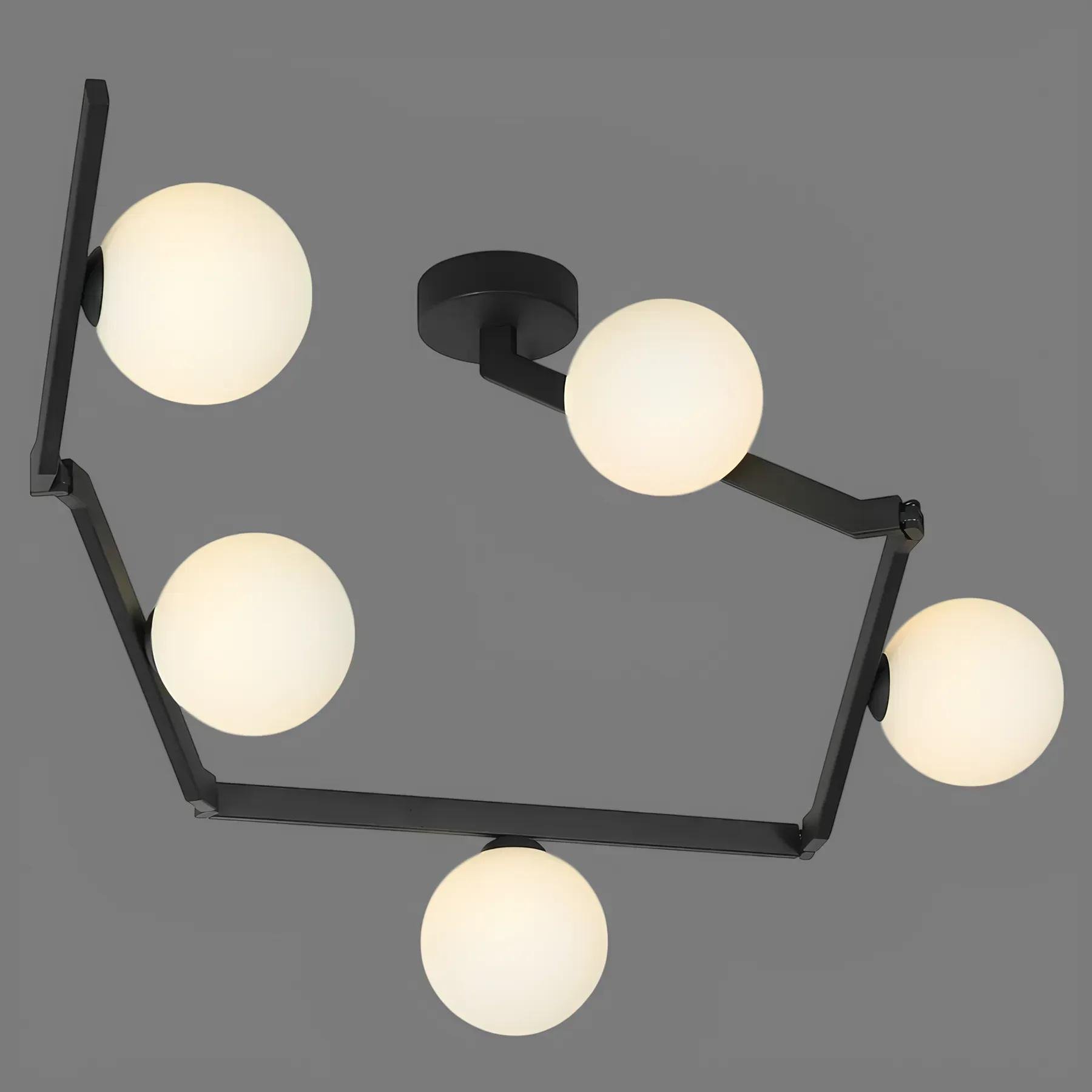 Люстра стельова регульована Valeso на п'ять скляних плафонів Е14 IP20 BX84020-5A BK Чорний (28689777)