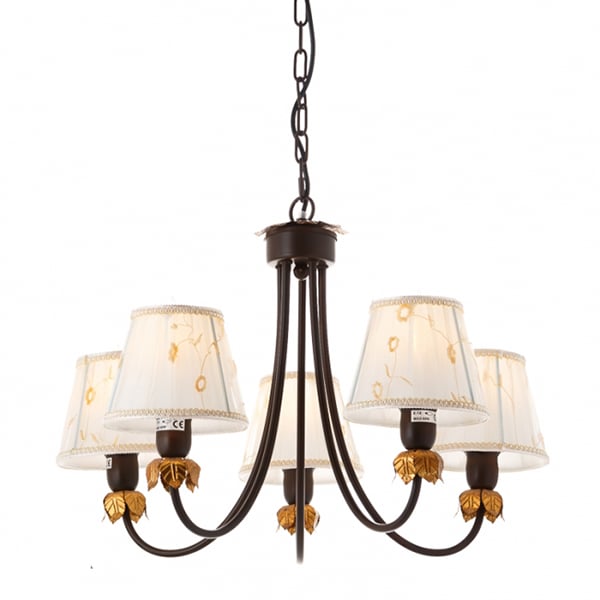 Люстра подвесная Flora с абажурами 5 ламп Белый (FN009/5)