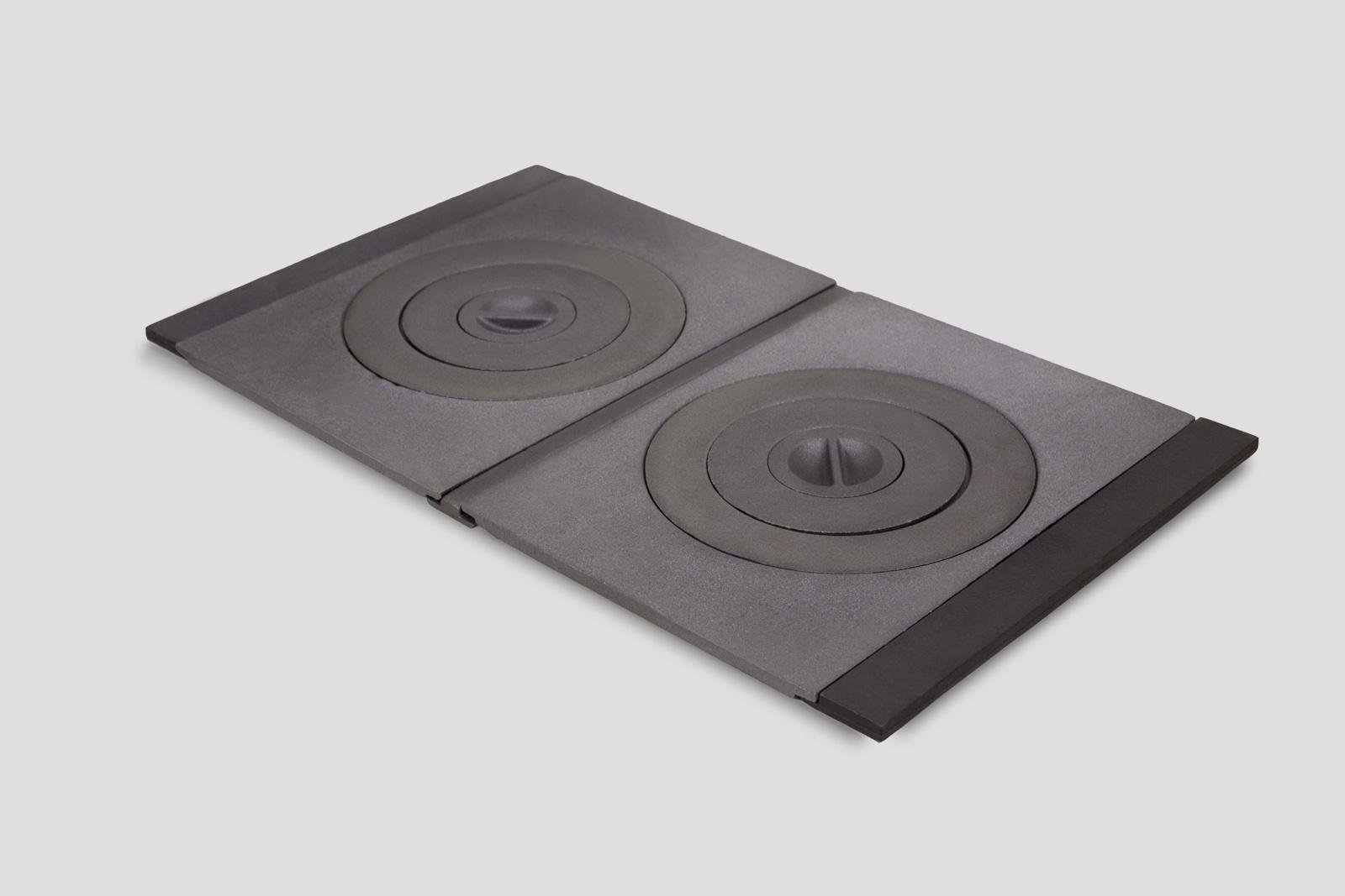 Плита 2-х конфорочная усиленная чугунная совместная 1+1 400х700 мм