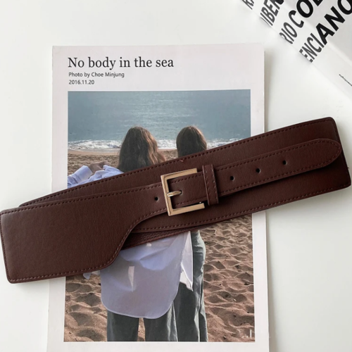 Пояс-ремень женский широкий на рубашку Коричневый