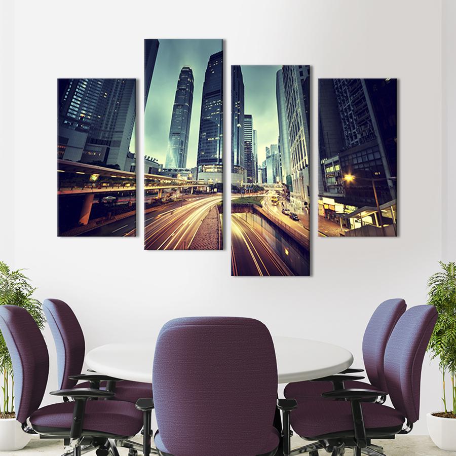 Картина модульная из 4 частей Красивые небоскребы M 89x56 см (350-42)
