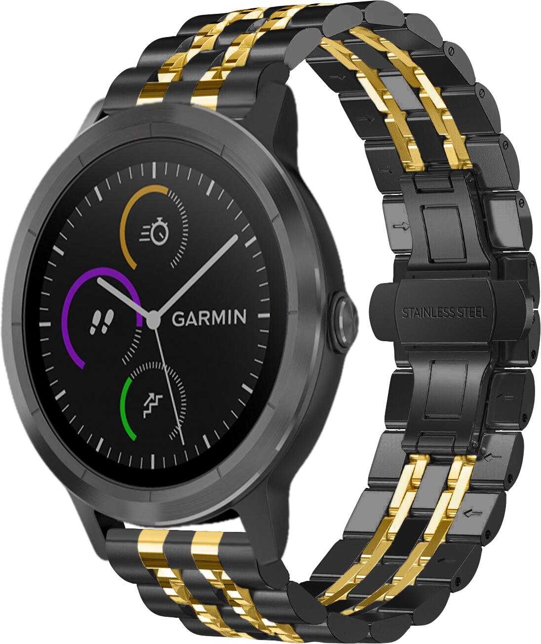 Браслет металевий Spinye Line для Garmin Vivoactive 3 Black Gold (29017-02)