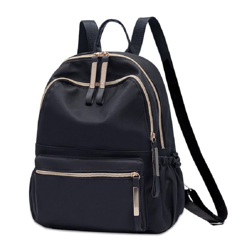 Міський рюкзак жіночий з нейлону з жовтими замками 32х27х13 см Чорний (204.94)