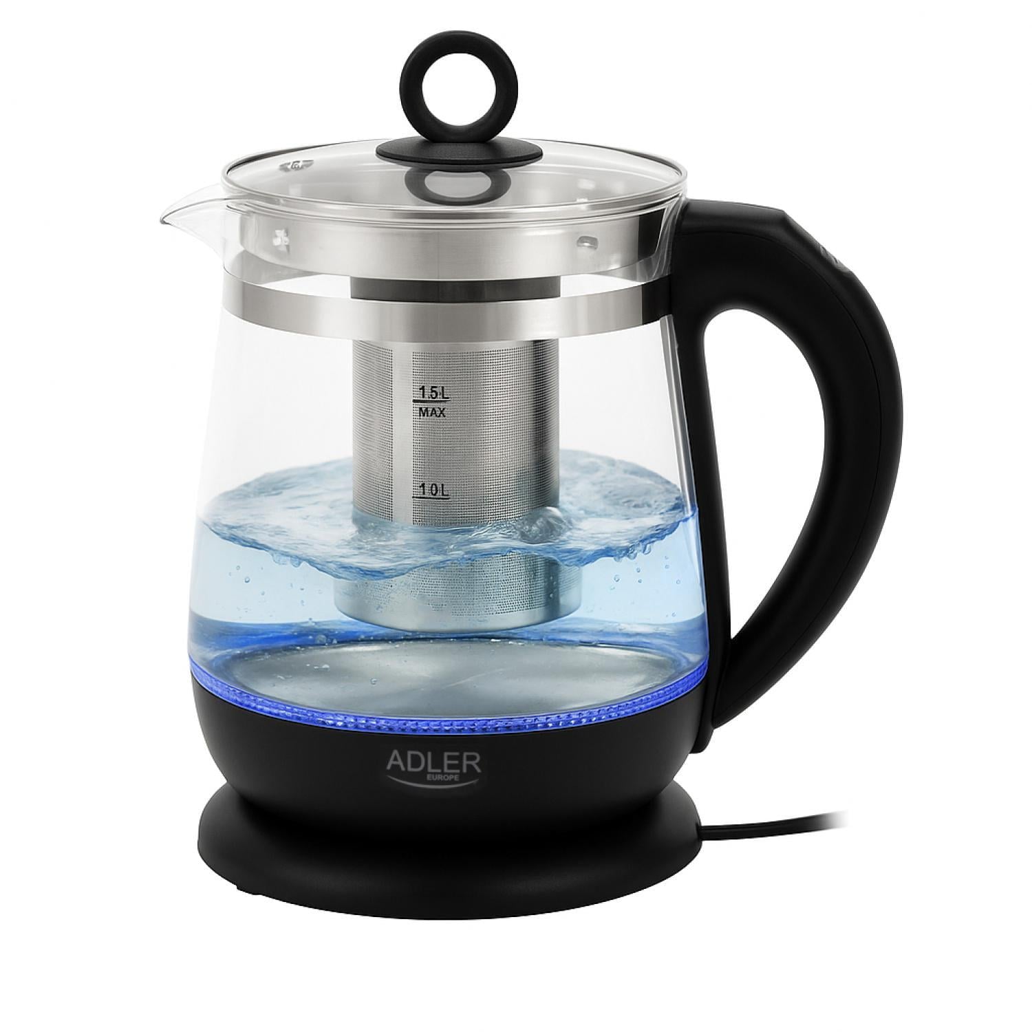 Чайник электрический Adler AD1299 1,5 л 2200W стекло с поддержкой температуры Черный Чайник электрический Adler AD1299 1,5 л 2200W стекло с поддержкой температуры Черный
