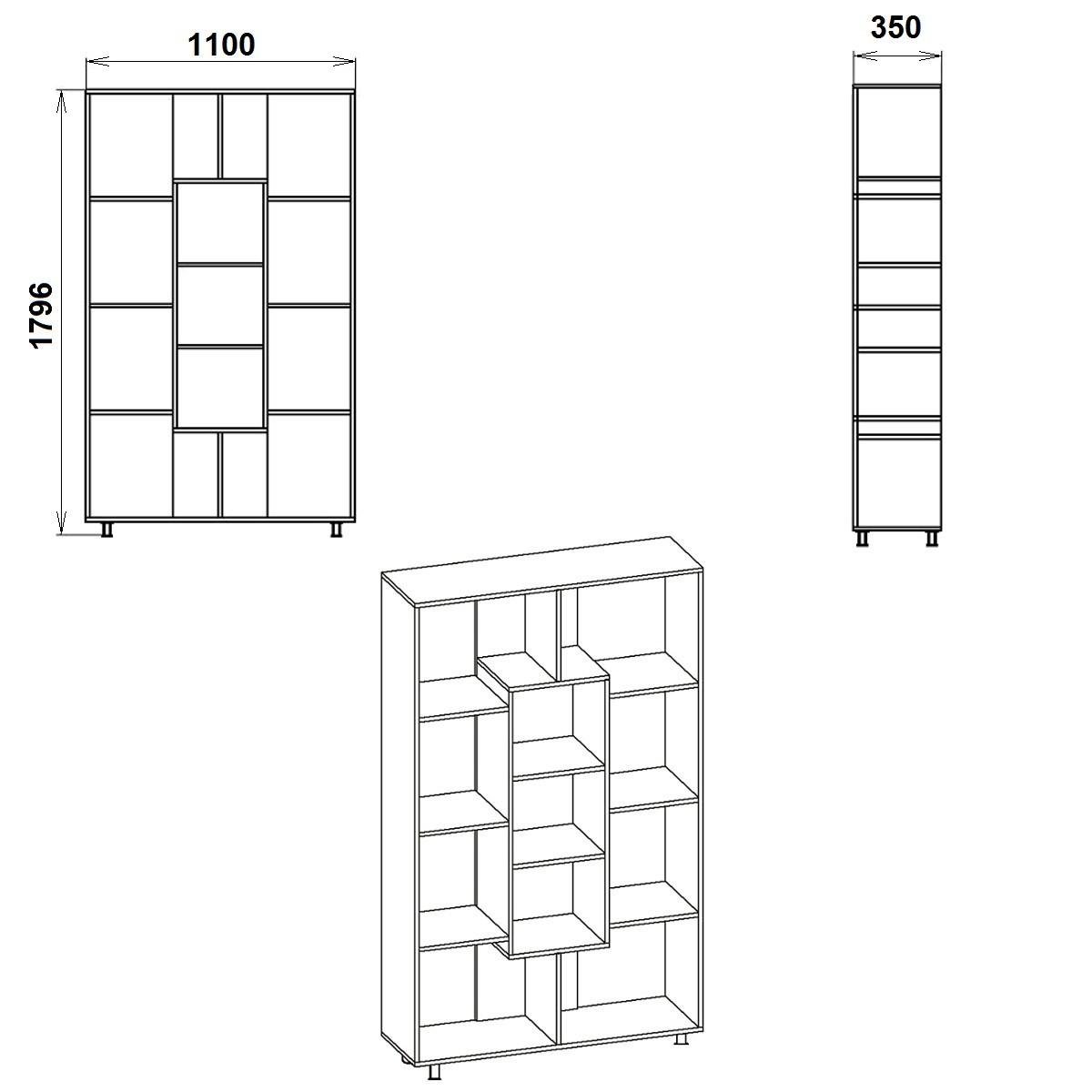 Шафа книжкова Компаніт КШ-4 110х35х179,6 см Дуб сонома (20354857) - фото 2