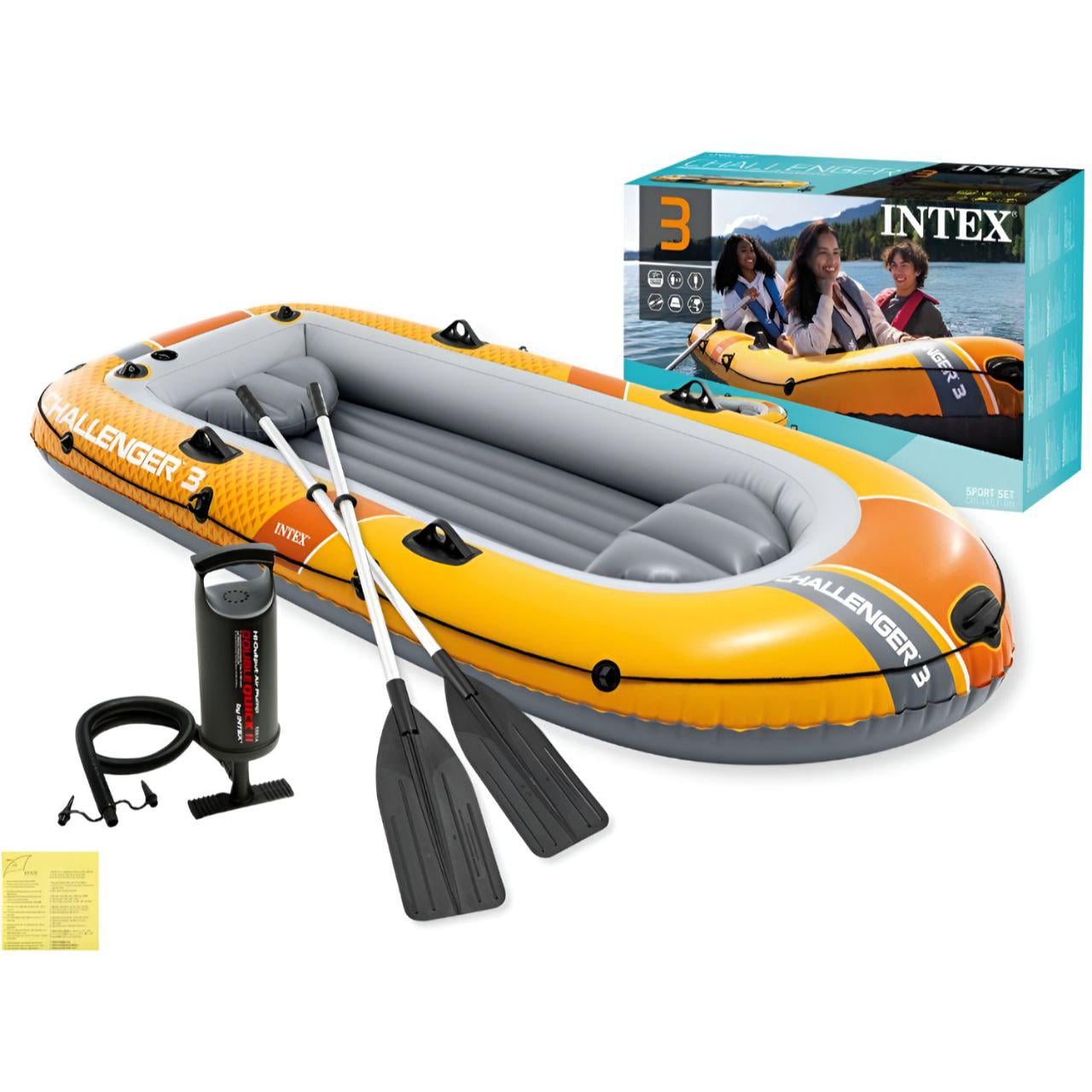 Надувная лодка Intex 66313 NP Challenger 3 295×137х43 см 3-местная с отсолями и насосом (32715618)