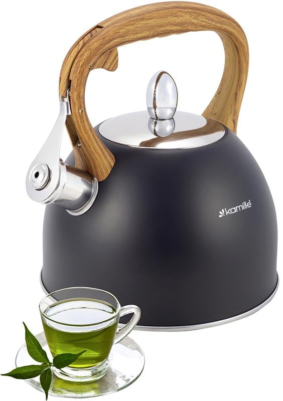 Чайник Kamille Whistling Kettle зі свистком нержавіюча сталь 2,5 л Black - фото 2