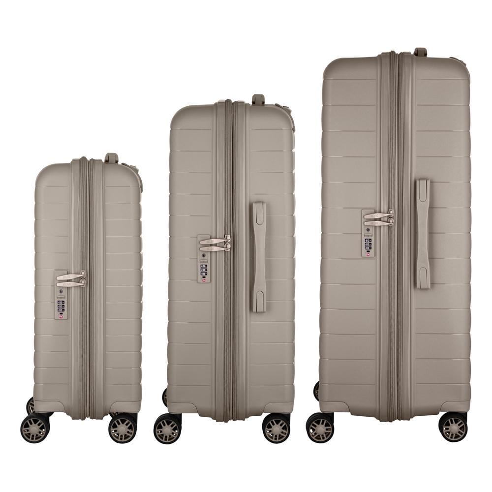 Набір валіз дорожніх 2E Aero поліпропілен замок TSA з 4 колесами S/M/L Серо-коричневый (2E-SPP-AERO-SET3-TP) - фото 4 Набір валіз дорожніх 2E Aero поліпропілен замок TSA з 4 колесами S/M/L Серо-коричневый (2E-SPP-AERO-SET3-TP) - фото 4