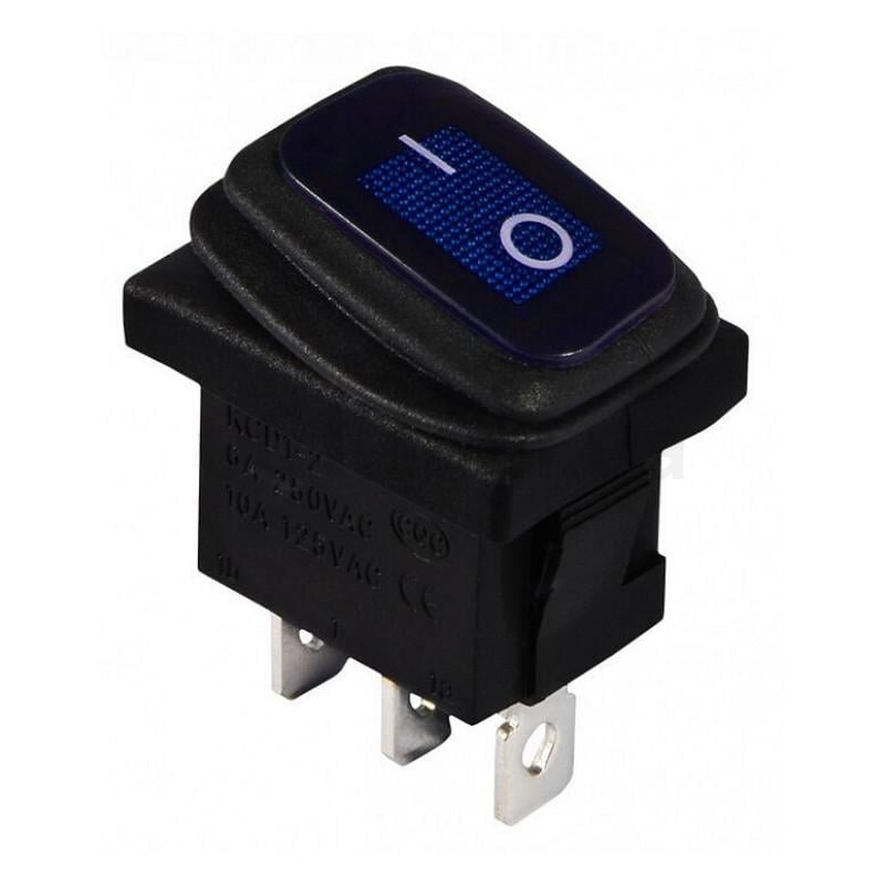 Переключатель одноклавишный АСКО-УКРЕМ KCD1-2-101WN BL/B с подсветкой и защитой Синий (27878591)