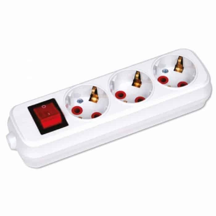 Колодка тримісна HOROZ ELECTRIC з заземленням та вимикачем 16A 250V (200-300-302)