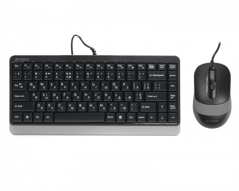 Клавиатура и мышь A4Tech Fstyler F1110 проводная набор USB интерфейс Grey (647956)