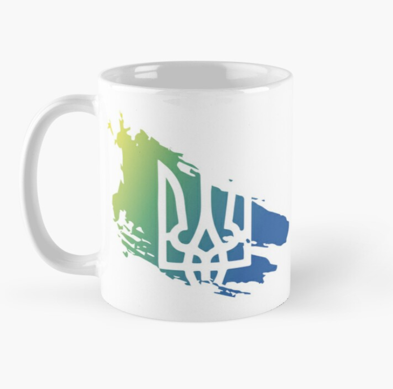 Чашка керамічна з принтом Градієнт герб України Тризуб 330 мл Білий (УКР98Ч)