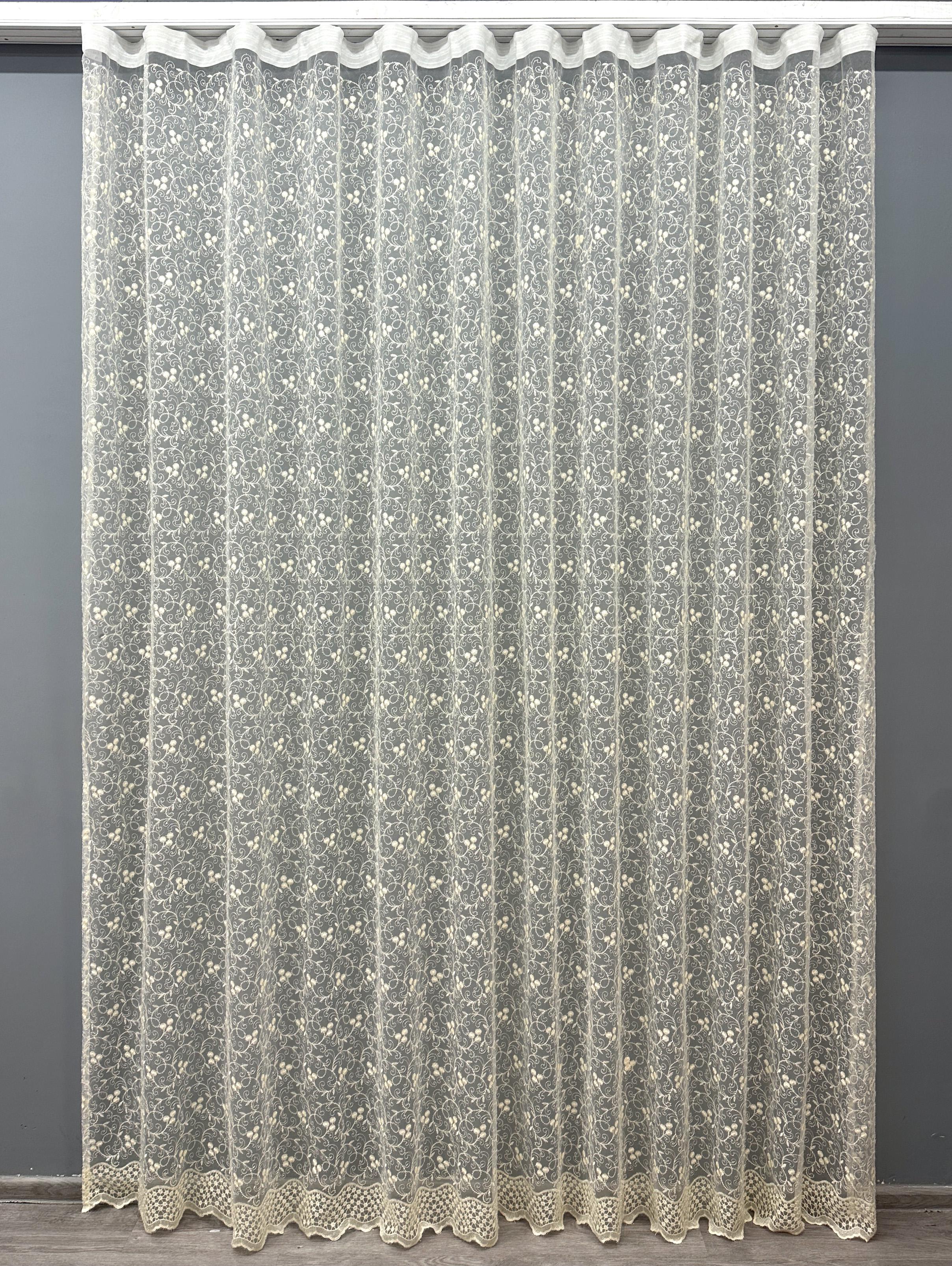 Тюль VR-Textil 1689т Органза с вышивкой и люрексом 300х270 см Молочный (42-0729)