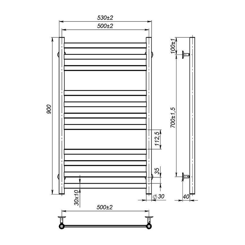 Полотенцесушитель Onlyheat Vesta 500/900/11 (68091) - фото 2 Полотенцесушитель Onlyheat Vesta 500/900/11 (68091) - фото 2